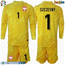 Maglie da calcio Polonia Wojciech Szczesny #1 Portiere Prima Maglia Bambino Europei 2024 Manica Lunga (+ Pantaloni corti)